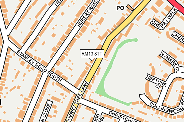 RM13 8TT map - OS OpenMap – Local (Ordnance Survey)