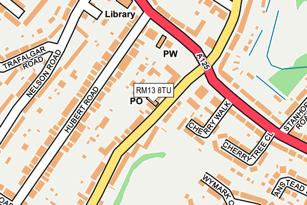 RM13 8TU map - OS OpenMap – Local (Ordnance Survey)