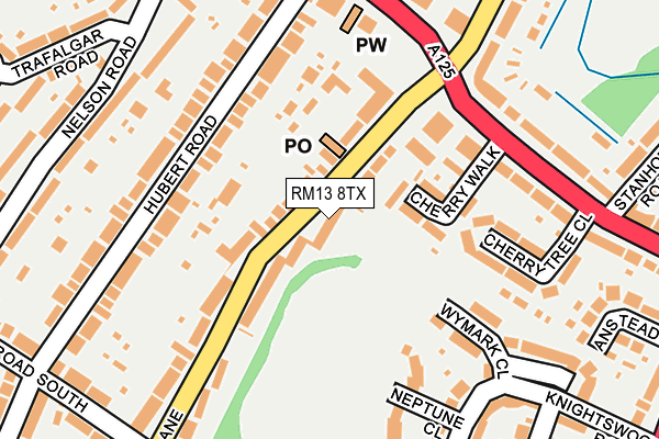 RM13 8TX map - OS OpenMap – Local (Ordnance Survey)