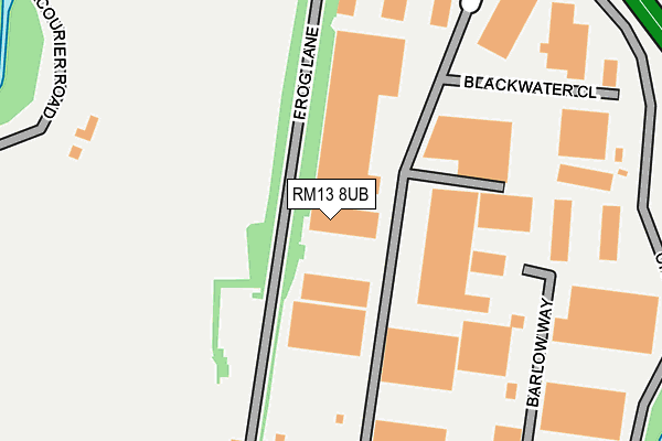 RM13 8UB map - OS OpenMap – Local (Ordnance Survey)