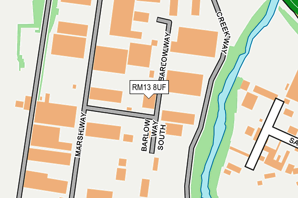 RM13 8UF map - OS OpenMap – Local (Ordnance Survey)