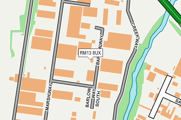 RM13 8UX map - OS OpenMap – Local (Ordnance Survey)