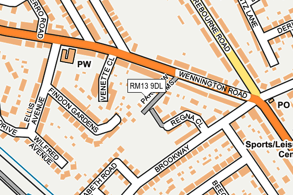 RM13 9DL map - OS OpenMap – Local (Ordnance Survey)