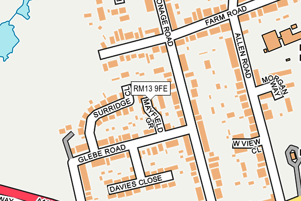 RM13 9FE map - OS OpenMap – Local (Ordnance Survey)