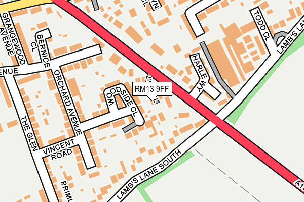 RM13 9FF map - OS OpenMap – Local (Ordnance Survey)