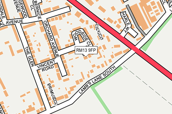 RM13 9FP map - OS OpenMap – Local (Ordnance Survey)