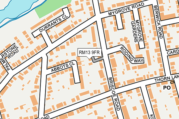 RM13 9FR map - OS OpenMap – Local (Ordnance Survey)