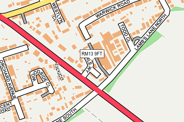 RM13 9FT map - OS OpenMap – Local (Ordnance Survey)