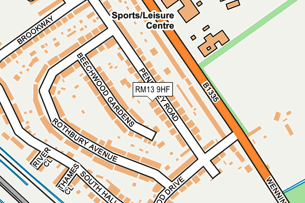 RM13 9HF map - OS OpenMap – Local (Ordnance Survey)