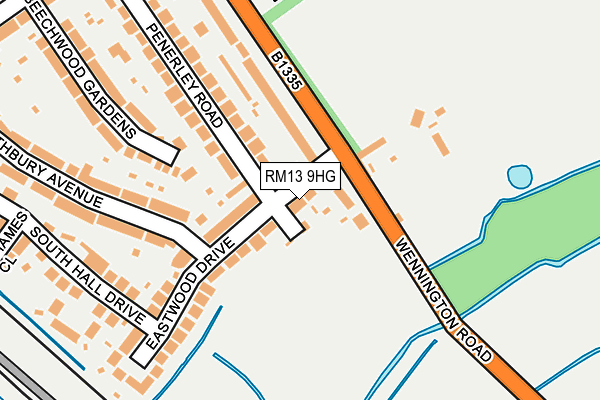 RM13 9HG map - OS OpenMap – Local (Ordnance Survey)