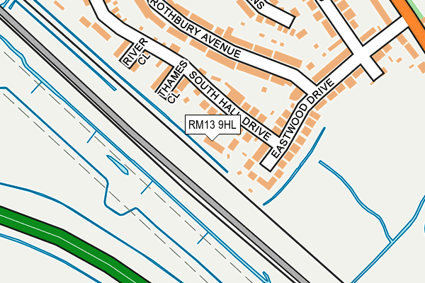 RM13 9HL map - OS OpenMap – Local (Ordnance Survey)