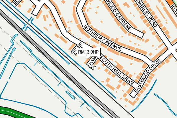 RM13 9HP map - OS OpenMap – Local (Ordnance Survey)