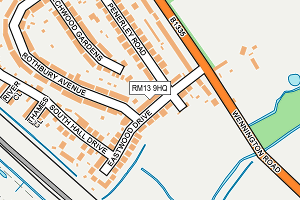 RM13 9HQ map - OS OpenMap – Local (Ordnance Survey)