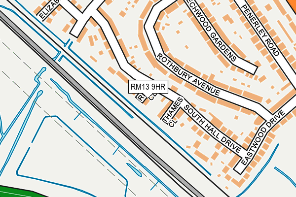 RM13 9HR map - OS OpenMap – Local (Ordnance Survey)