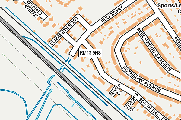 RM13 9HS map - OS OpenMap – Local (Ordnance Survey)
