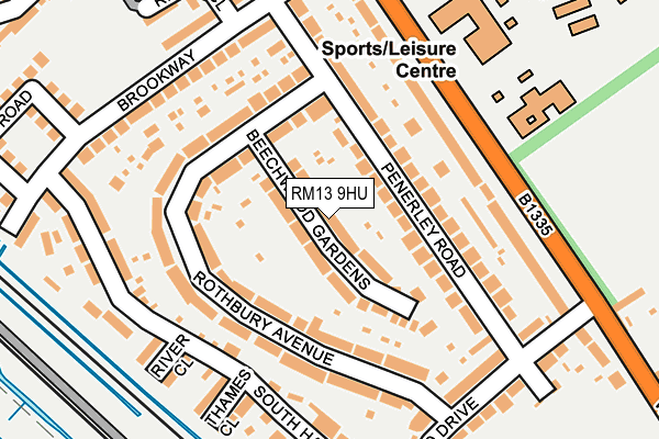 RM13 9HU map - OS OpenMap – Local (Ordnance Survey)