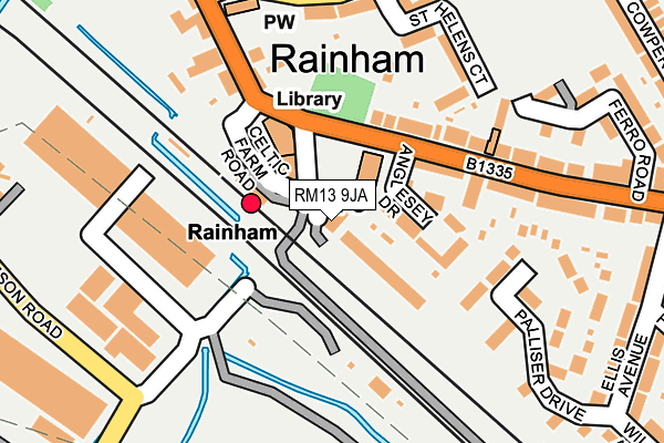 RM13 9JA map - OS OpenMap – Local (Ordnance Survey)