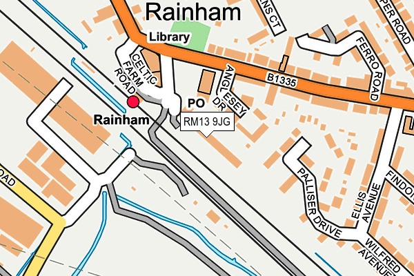 RM13 9JG map - OS OpenMap – Local (Ordnance Survey)