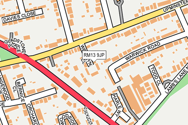 RM13 9JP map - OS OpenMap – Local (Ordnance Survey)