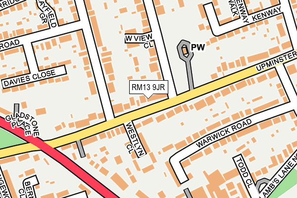 RM13 9JR map - OS OpenMap – Local (Ordnance Survey)