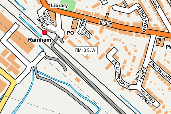 RM13 9JW map - OS OpenMap – Local (Ordnance Survey)