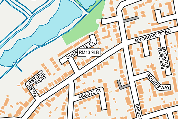RM13 9LB map - OS OpenMap – Local (Ordnance Survey)