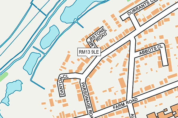 RM13 9LE map - OS OpenMap – Local (Ordnance Survey)