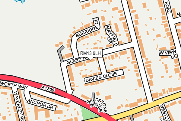 RM13 9LH map - OS OpenMap – Local (Ordnance Survey)