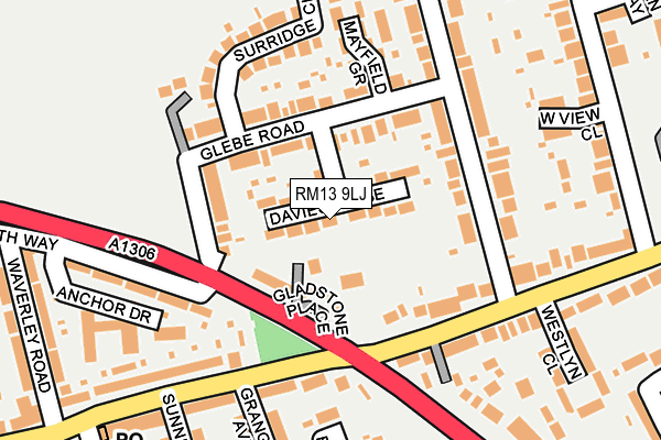 RM13 9LJ map - OS OpenMap – Local (Ordnance Survey)
