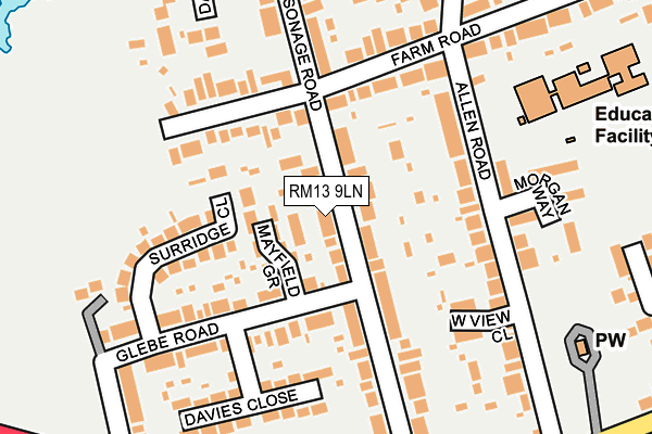 RM13 9LN map - OS OpenMap – Local (Ordnance Survey)