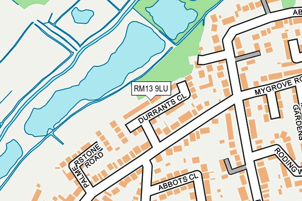 RM13 9LU map - OS OpenMap – Local (Ordnance Survey)