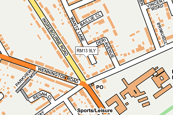 RM13 9LY map - OS OpenMap – Local (Ordnance Survey)