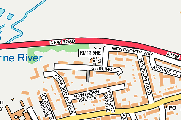 RM13 9NE map - OS OpenMap – Local (Ordnance Survey)