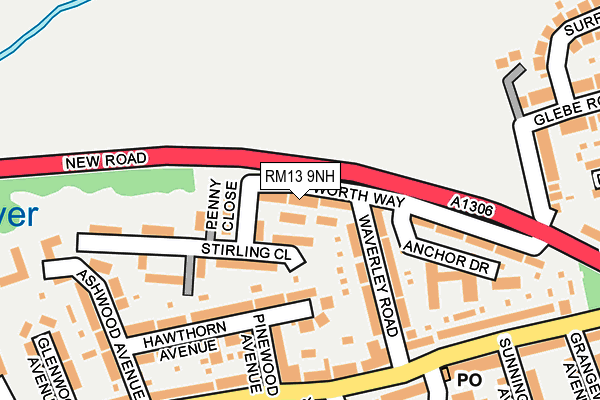 RM13 9NH map - OS OpenMap – Local (Ordnance Survey)