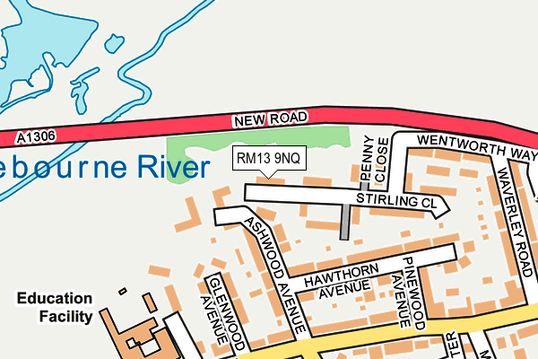 RM13 9NQ map - OS OpenMap – Local (Ordnance Survey)