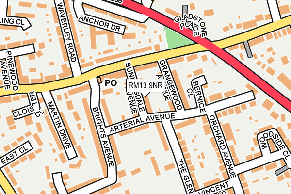 RM13 9NR map - OS OpenMap – Local (Ordnance Survey)