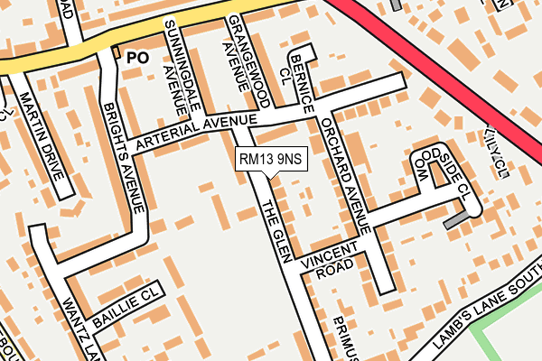 RM13 9NS map - OS OpenMap – Local (Ordnance Survey)