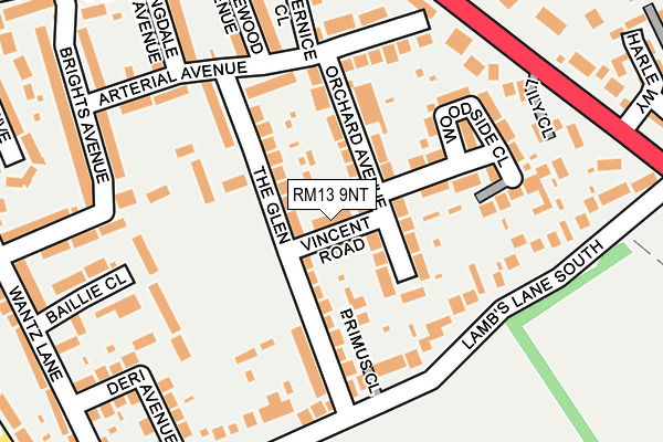 RM13 9NT map - OS OpenMap – Local (Ordnance Survey)