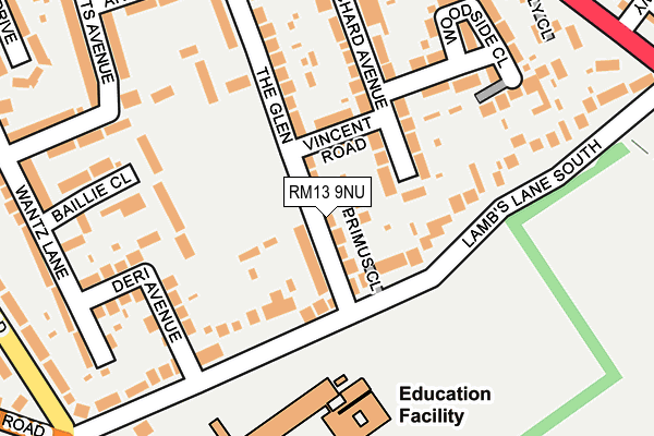 RM13 9NU map - OS OpenMap – Local (Ordnance Survey)