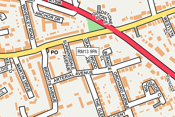 RM13 9PA map - OS OpenMap – Local (Ordnance Survey)