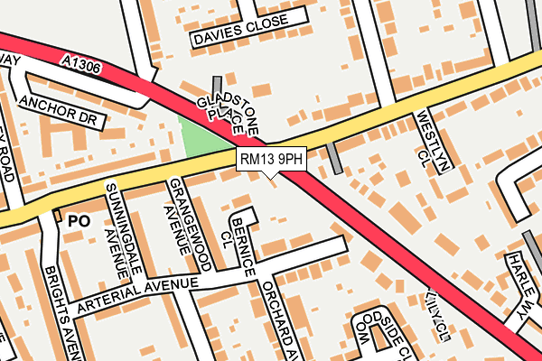 RM13 9PH map - OS OpenMap – Local (Ordnance Survey)