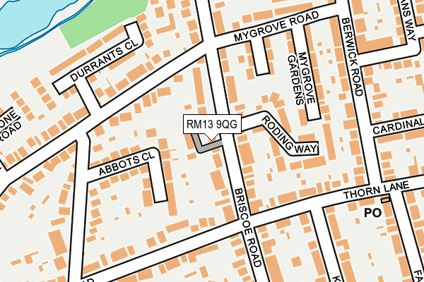 RM13 9QG map - OS OpenMap – Local (Ordnance Survey)