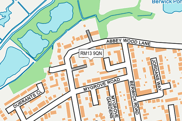 RM13 9QN map - OS OpenMap – Local (Ordnance Survey)