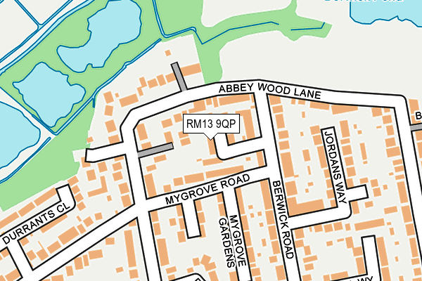 RM13 9QP map - OS OpenMap – Local (Ordnance Survey)