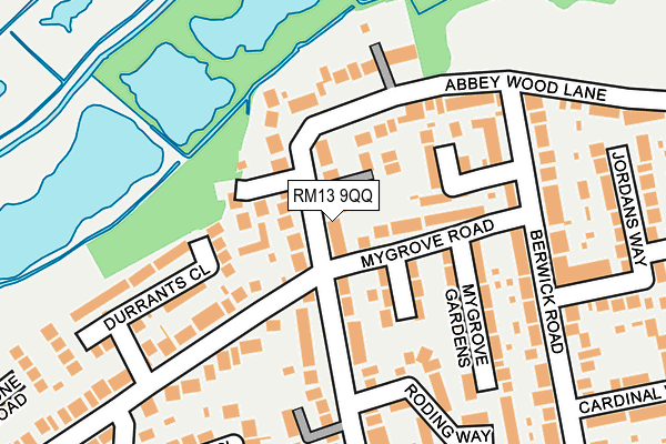 RM13 9QQ map - OS OpenMap – Local (Ordnance Survey)