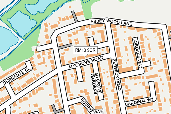 RM13 9QR map - OS OpenMap – Local (Ordnance Survey)