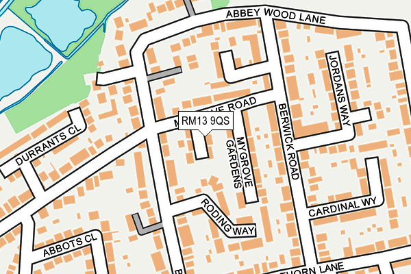 RM13 9QS map - OS OpenMap – Local (Ordnance Survey)