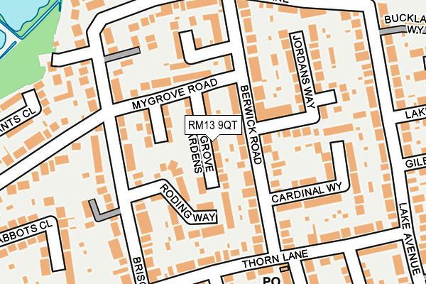 RM13 9QT map - OS OpenMap – Local (Ordnance Survey)