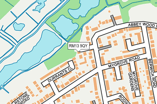 RM13 9QY map - OS OpenMap – Local (Ordnance Survey)