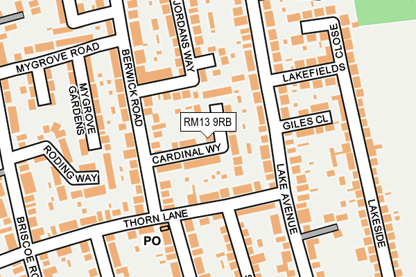 RM13 9RB map - OS OpenMap – Local (Ordnance Survey)